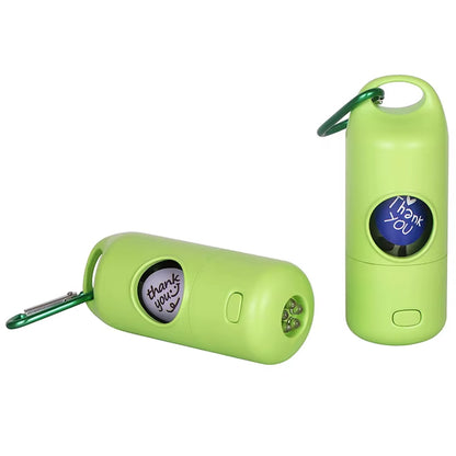 Biodegradable Plastic Dog Poop Bag Dispenser with Flashlight Hands-Free Leash Carabiner Clip