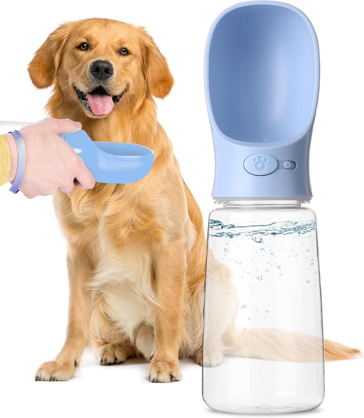 - Portable Dog Water Bottle, 19 Oz, Large | Leak Proof Puppy Water Dispenser with Drinking Feeder for Pets, Outdoor Walking, Hiking, Travel, Not Dishwasher Safe