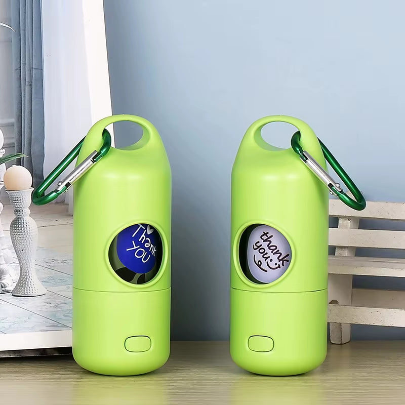 Biodegradable Plastic Dog Poop Bag Dispenser with Flashlight Hands-Free Leash Carabiner Clip