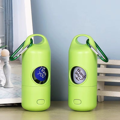 Biodegradable Plastic Dog Poop Bag Dispenser with Flashlight Hands-Free Leash Carabiner Clip
