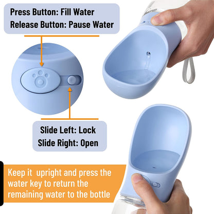 - Portable Dog Water Bottle, 19 Oz, Large | Leak Proof Puppy Water Dispenser with Drinking Feeder for Pets, Outdoor Walking, Hiking, Travel, Not Dishwasher Safe